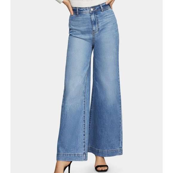 BCBGMaxAzria High Waist Faded Wide-Leg Jeans - Picture 6 of 6